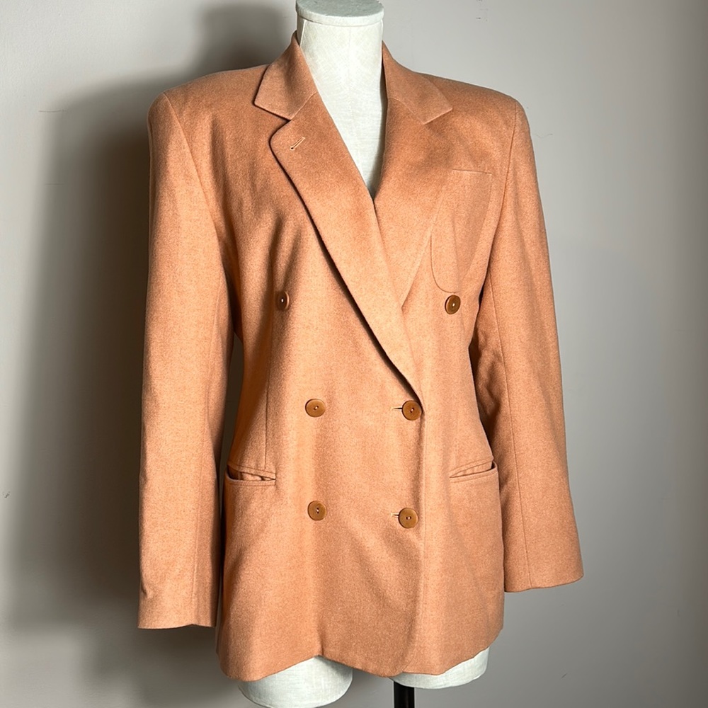 Vintage Bogner Peach Lambswool Double Breasted Blazer size 6